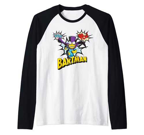 US The Simpons Bartman Kapow 01 Blanco Camiseta Manga Raglan