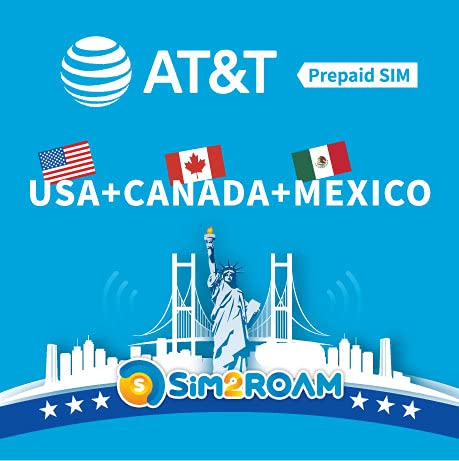 USA/México/Canadá AT&T SIM Card 30 días, datos ilimitados de alta velocidad, llamadas, textos, tarjeta SIM AT&T US renovable en América del Norte