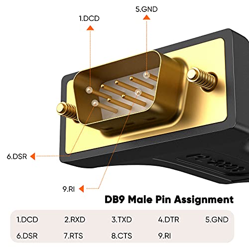 USB 2,0 a RS232 maschio DB9 adattatore cavo convertitore seriale con Prolific PL2303 chipset, CableCreation 3ft placcato Oro per Windows 10, 8,1, 8, 7, Vista, XP, 2000, Linux e Mac OS, Nero