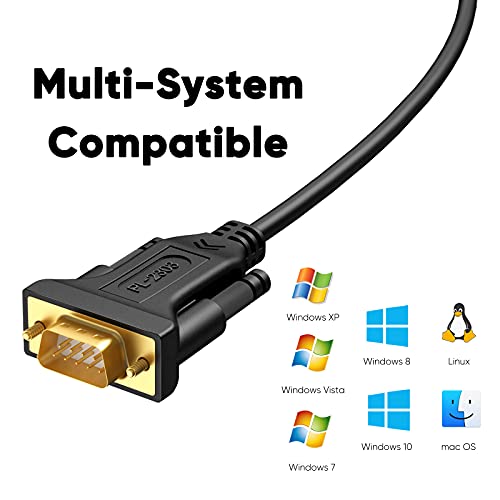 USB 2,0 a RS232 maschio DB9 adattatore cavo convertitore seriale con Prolific PL2303 chipset, CableCreation 3ft placcato Oro per Windows 10, 8,1, 8, 7, Vista, XP, 2000, Linux e Mac OS, Nero