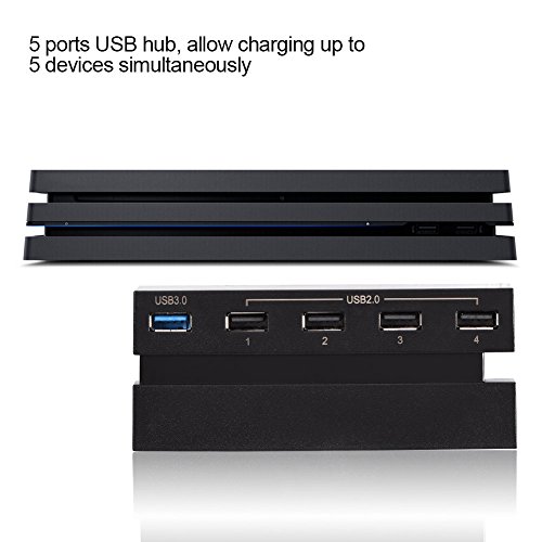 USB Hub para PS4, adaptador de controlador de hub de expansión de alta velocidad de 5 puertos USB Hub 2.0 y 3.0 para consola de juegos PS4, para Sony PS4, expansión Splitter para consola PlaySt