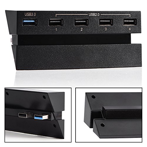 USB Hub para PS4, adaptador de controlador de hub de expansión de alta velocidad de 5 puertos USB Hub 2.0 y 3.0 para consola de juegos PS4, para Sony PS4, expansión Splitter para consola PlaySt