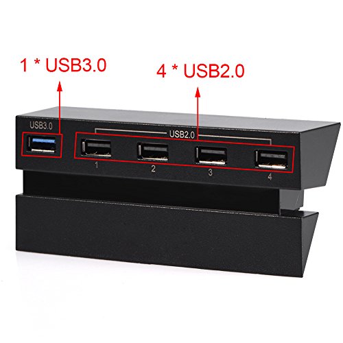 USB Hub para PS4, adaptador de controlador de hub de expansión de alta velocidad de 5 puertos USB Hub 2.0 y 3.0 para consola de juegos PS4, para Sony PS4, expansión Splitter para consola PlaySt