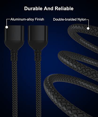 USB Splitter Y Cable 0.3M 2-Pack, USB A 1 Macho a 2 Dual Hembra Extensión Conector,Doble Puerto Multiple USB Extender Hub,Cargador Datos Adaptador Dividido Energía para Mac,Coche,Xbox One,PS4,PS5,PC