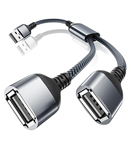 USB Splitter Y Cable 0.3M, USB A 1 Macho a 2 Dual Hembra Extensión Conector,Doble Puerto Multiple USB Extender Hub,Cargador Datos Adaptador Dividido Energía para Mac,Coche,Xbox One,PS4,PS5,PC