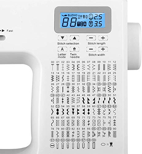 Uten Máquina de Coser Computarizada Portatil Electrica Profesional con 200 Puntadas de Costura 8 Ojales,con Mesa Extensora Grande Pantalla Grande Display Multifunción Blanco