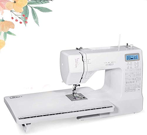 Uten Máquina de Coser Computarizada Portatil Electrica Profesional con 200 Puntadas de Costura 8 Ojales,con Mesa Extensora Grande Pantalla Grande Display Multifunción Blanco
