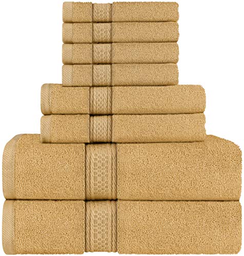Utopia Towels - Juego de Toallas; 2 Toallas de baño, 2 Toallas de Mano y 4 toallitas - 100% Algodón (Beige)
