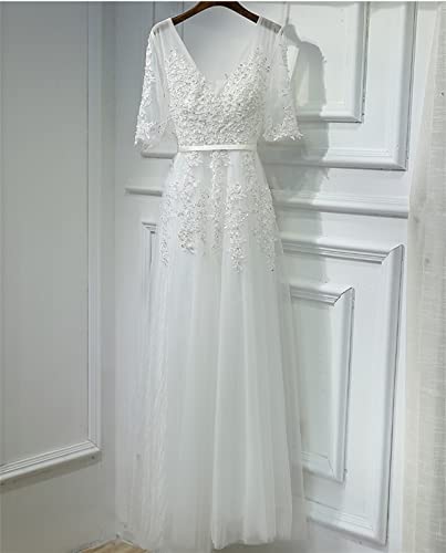 V-cuello del vestido de noche gris de tul con aplicaciones vestidos de noche largo del vestido de dama de honor Damas (Color : 2, US Size : 2)