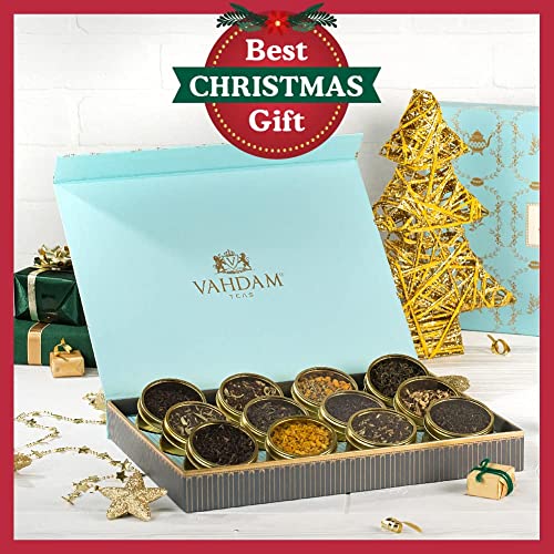 VAHDAM, BLOOM- Juego Regalo Té Surtido, 12 Tés Galardonados Una Caja De Presentación | Ingredientes 100% Naturales | Regalos Navidad para Mujeres y Hombres | Regalos Festivos para Todos