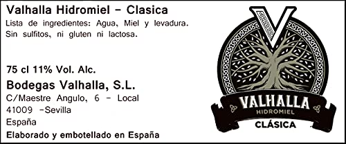 Valhalla Hidromiel Clásica | Bebida Ecológica, Aroma Tropical a Frutas Blancas, Sabor Semi-seco, Botella de 75 cl