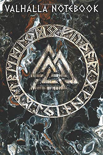 VALHALLA NOTEBOOK: Viking Valknut Viking Runes Acryl Style + College Line Ruled Urnes Style Notebook