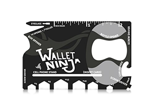 Vante-Wallet Ninja 18 en 1 - Herramienta multiusos para tarjetas de crédito, color negro