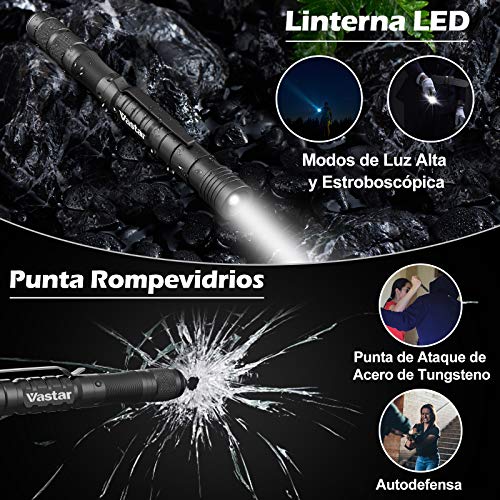 Vastar Bolígrafo Táctico Multifuncional - Herramienta de Autodefensa, Iluminación, Corte, Aflojamiento de Tornillos, Pantalla Táctil, Escritura Diaria Conveniente y Práctico Bolígrafo (Negro)