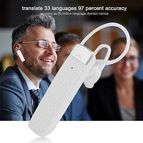 Vbestlife Traductor en Tiempo Real Inteligente Bluetooth Auriculares Auriculares para traducción Facilitan la comunicación Distancia de transmisión de hasta 10 m / 32,8 pies Verificación de(White)