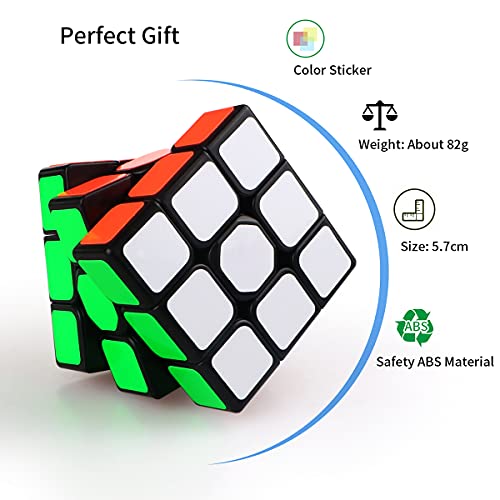 Vdealen Cube Set, 3x3x3 Cube Magic Cube Juego de Cubos de Rompecabezas Profesional, Gran Regalo para Niños, Paquete de 6 (6 Pegatinas Negras)