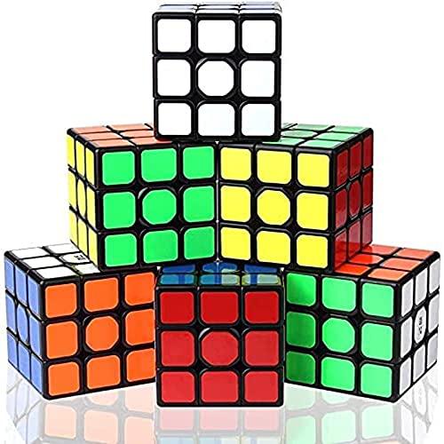 Vdealen Cube Set, 3x3x3 Cube Magic Cube Juego de Cubos de Rompecabezas Profesional, Gran Regalo para Niños, Paquete de 6 (6 Pegatinas Negras)