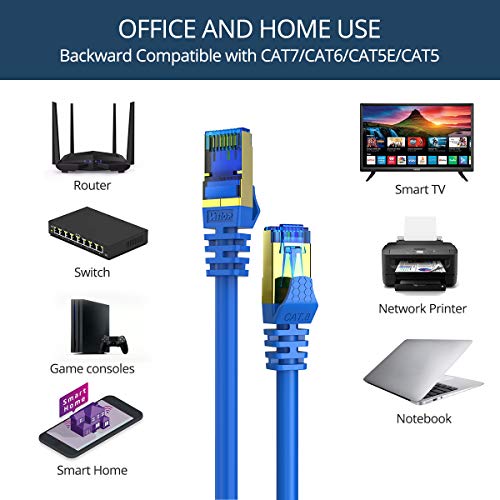 Veetop Cable Ethernet Cat 8 de Red con Conectores rj45 Oro para 40 Gigabit Internet LAN (2m, Azul)