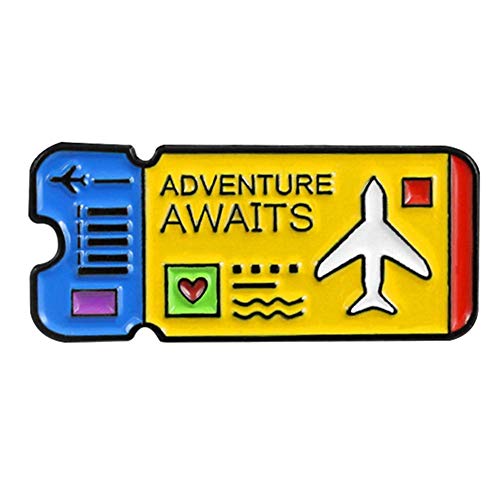 Vektenxi Broche Delicado para Mujeres y Hombres, Fly Ticket Inglés Carta de Aventura Espera Insignias Revers Brosche Pin Joyas Breastpin Regalo – Amarillo cómodo y práctico