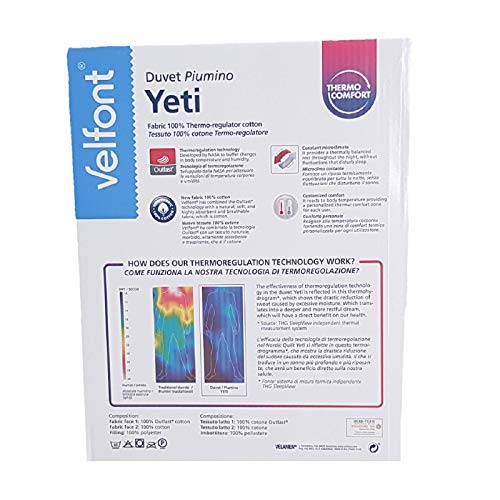 Velfont Outlast Yeti - Edredón termorregulador para todas las estaciones, relleno de 250 g/m², para cama de matrimonio, 250 x 200