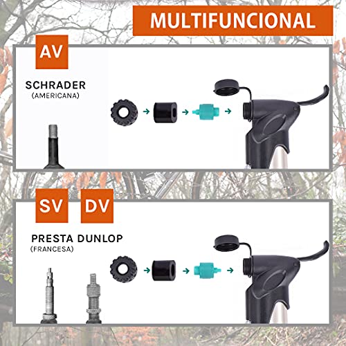 VeloChampion Alloy Pro 12 Mini Bomba para Bicicleta con Manómetro - Se adapta a Presta y Schrader (Válvula Reversible) con 120 PSI / 8.3 bar Presión Máxima – Bomba de aire para Neumático Portátil, Compacta, Duradera y Rápida – Ideal para Carretera, Montañ