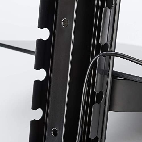 Vemount Estante flotante negro con soporte de pared plano negro y cristal templado reforzado negro para reproductor de DVD