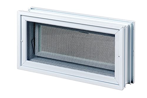 Ventana de ventilación para insertar en una pared de bloques de vidrio, ladrillo u hormigon | Dimensiones cm 38,4x19x8 | Sustituye 2 bloques de vidrio de 19x19x8 cm | Unidad de venta 1 ventana