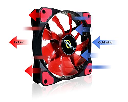Ventilador de PC,CONISY 120 mm LED Gaming Ultra Silencioso Ventiladores para Caja de Ordenador (Doble Rojo)