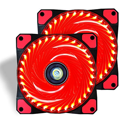 Ventilador de PC,CONISY 120 mm LED Gaming Ultra Silencioso Ventiladores para Caja de Ordenador (Doble Rojo)