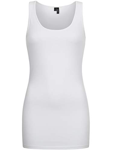 VERO MODA Damen VMMAXI My Soft Long Tank NOOS Slim Fit Top, Weiß (Bright White), 38 (HerstellerGröße: M)