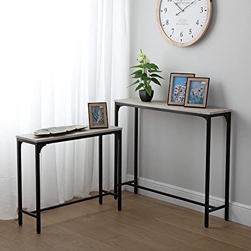Versa Doncaster Mueble Recibidor Estrecho para la Entrada o el Pasillo, Mesa Consola, Set de 2, Medidas (Al x L x An) 80 x 25 x 95 cm, Madera y Metal, Color Negro