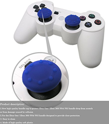 VI. yo 5 pares/10 pcs Reemplazo de la mando de control de silicona Analog Joystick mango de la funda para PS3/qp4/Xbox 360/Xbox One/Wii Game Controller, silicona, azul, S