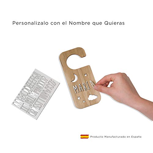 Vintiun | Placa en Forma de Nube Personalizable | Decoración en Madera | Decoración Infantil con Letras | Cartel con Adhesivo para Puerta y Pared Cartel con Adhesivo