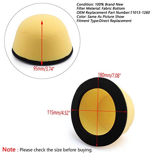 VIPIH Elemento Limpiador de Filtro de Entrada de Aire Lavable para Kawasaki KDX 200 / 220R / 250 89-06 KLX 250S / 300 / 300R / 650R 93-07 KX 125/250/500 1987-1994