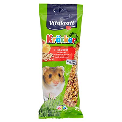Vitakraft - Barritas Kräcker para Hámsters, Variedad Fruta y Copos de Cereales - 2 uds x 112 g