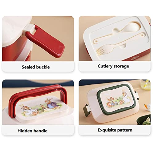 Viyo Fiambrera - Contenedor de Cajas bento con Juegos de Cubiertos de 2 Capas y 3 Compartimentos para niños Adultos para el Trabajo y la Escuela