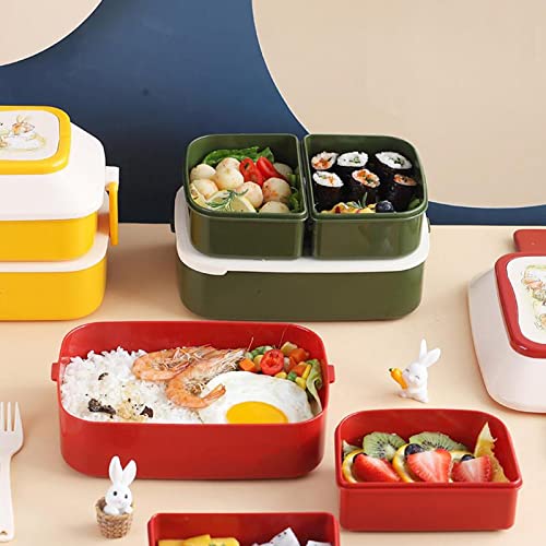 Viyo Fiambrera - Contenedor de Cajas bento con Juegos de Cubiertos de 2 Capas y 3 Compartimentos para niños Adultos para el Trabajo y la Escuela