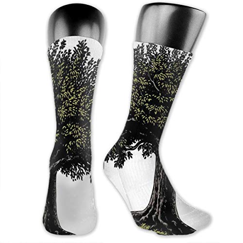 vnsukdlfg Compression Medium Calf Socks,Digital Design Of Mature Fruit Tree In Retro Engraving Style King Of Forest