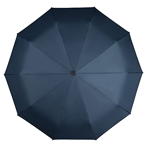 VON LILIENFELD Paraguas Bolsillo Azul Oscuro Tejido de Teflón Resistente al Viento Plegable Ligero Estable Apertura Automático Compacto Clark