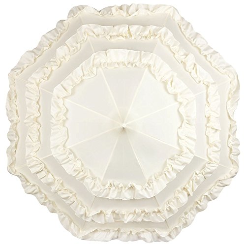 von Lilienfeld Paraguas de Iluvia Largo Calidad Grandes Parasol Sombrilla Mujer Automático Lilly crema