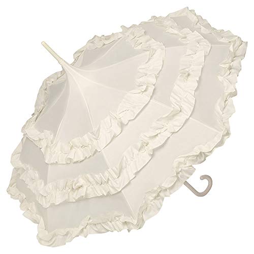 von Lilienfeld Paraguas de Iluvia Largo Calidad Grandes Parasol Sombrilla Mujer Automático Lilly crema
