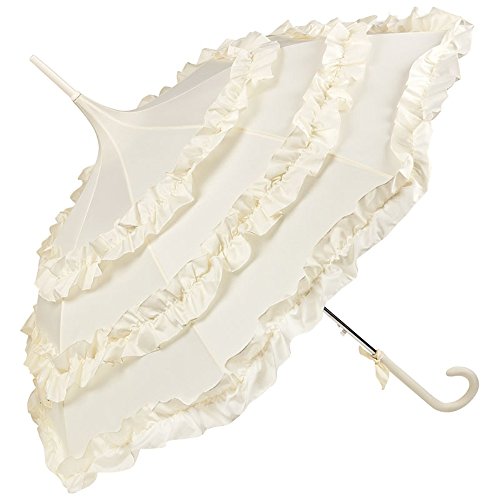 von Lilienfeld Paraguas de Iluvia Largo Calidad Grandes Parasol Sombrilla Mujer Automático Lilly crema