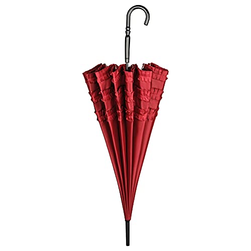 VON LILIENFELD Paraguas de Iluvia Largo Calidad Grandes Parasol Sombrilla Mujer Pagoda Sarah borgoña