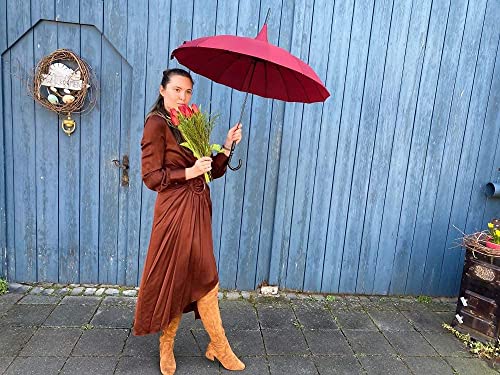 VON LILIENFELD Paraguas Parasol Sombrilla Largo Boda Nupcial Pagoda Charlotte borgoña