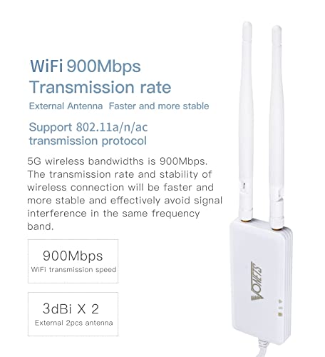 VONETS Industrial Mini 5GHz WiFi Puente Router Adaptador Wlan a Ethernet Amplificador de rango de amplificador de señal 2 puertos RJ45 DC/USB alimentado para DVR Monitor Dispositivo de red VAP11S-5G