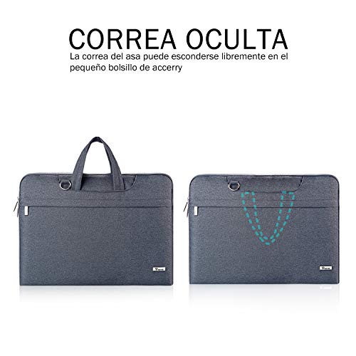 Voova Maletin Ordenador Portatil 14 15 15.6 Pulgadas con Bandolera, Funda Bolsa portatil Impermeable para 16” Macbook Pro, DELL XPS 15, Surface Book 2/3, HP Pavilion, Acer ASUS Chromebook, Gris