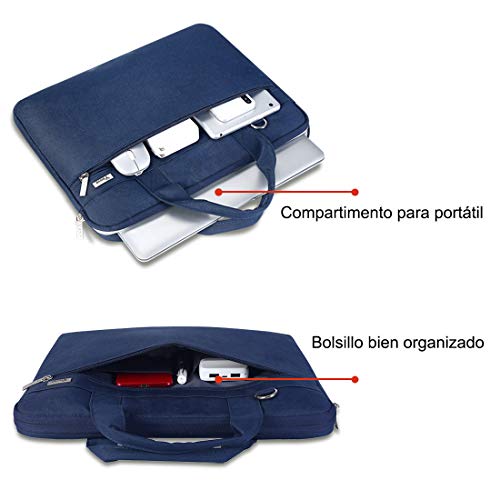 Voova Protectora de 360 Maletin Funda Portatil 14-15.6 Pulgada, Bolsa Ordenador portatil Impermeable Compatible con Macbook Pro 15/16 2020, DELL XPS 15, HP Pavilion, Acer ASUS Chromebook, Azul