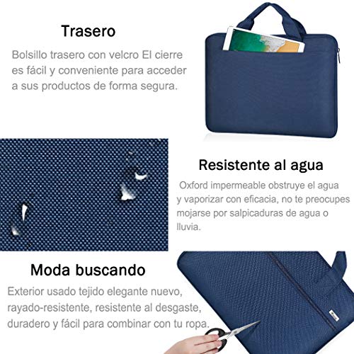 Voova Protectora de 360 Maletin Funda Portatil 14-15.6 Pulgada, Bolsa Ordenador portatil Impermeable Compatible con Macbook Pro 15/16 2020, DELL XPS 15, HP Pavilion, Acer ASUS Chromebook, Azul