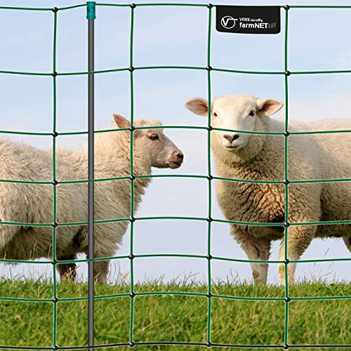 VOSS.farming farmNET® Premium red electrónica 90cm 50m valla para ovejas red para cabras 14 estacas 1 espiga verde