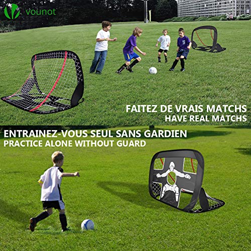VOUNOT 2 Porterías de Fútbol para Niños Plegables, 2 en 1 para Juegos de Fútbol y Entrenamiento, 120 x 80 x 80 cm